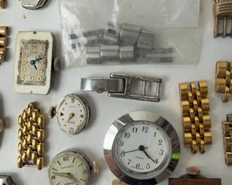 Vintage Costume Watch & Parts Repair Lot - Hamilton, Bulova, Movado, Elgin, Wittnauer, Gruen
