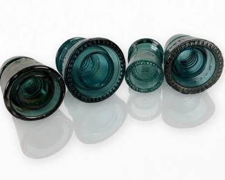 Vintage Blue Glass Insulators Lot of 4 - Hemingray No. 9 & 21