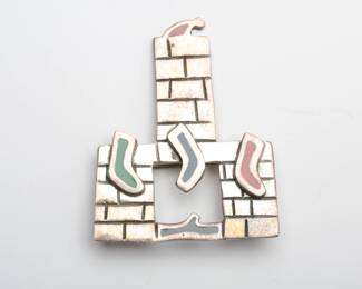 Vintage Anne Harvey Mexican Sterling Silver TB-83 Chimney Brooch Pin