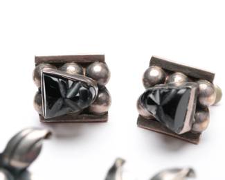 Vintage Mexican Sterling Silver Clip-On Earrings Lot: Villasana, Taxco TE-40, Abalone