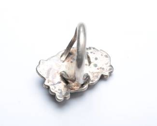 Vintage Navajo Native American Silver Turquoise Ring - Size 7