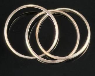 Vintage Sterling Silver Triple Band Interlocking Ring, Size 10, Marked 925