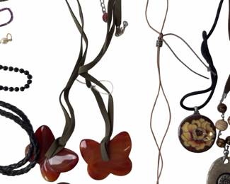 Assorted Lot of 15 Costume Necklaces: Beaded, Bolo, Pendant Styles