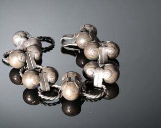 Vintage Mexican Silver Puffy Link Bracelet | Artisan Crafted | 27.8g