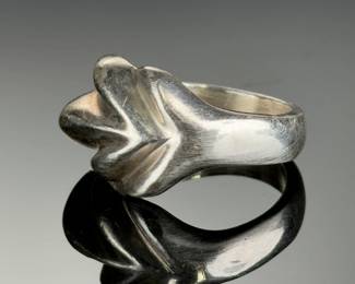 Vintage Mexican Sterling Silver Sculptural Ribbed Ring Size 9 925