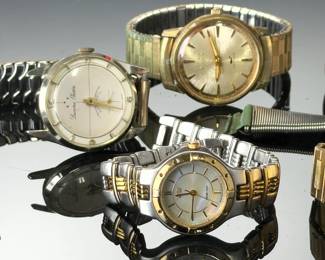 6 Vintage Untested Wristwatches Lot: Waltham, Bulova, Raymond Weil, Citizen, More
