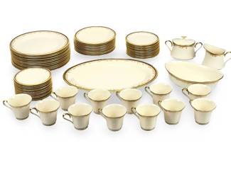Lenox Eclipse China Set, 62 Pc, Fine Dinnerware Service, Gold Trim