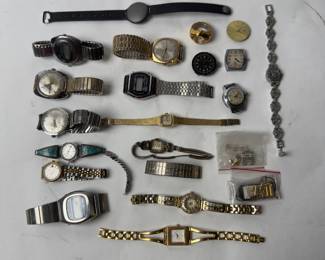 Vintage Costume Watch Lot (20+ Pcs) for Repair Parts Estate Jewelry