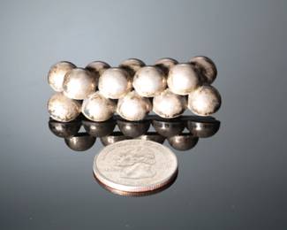 Vintage Mexican Silver Puffy Bubble Brooch Pin - Elegant Collectible