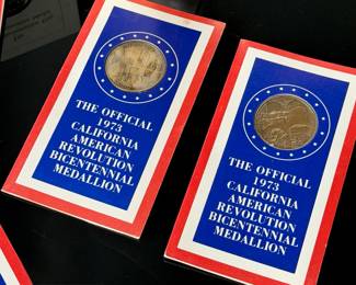 Sealed Box: 1999 The Beatles Collection Trading Cards, 36 Packs, The River GroupBicentennial Commemorative Medals: 1976 Franklin Mint Sterling Silver & 1973 California Medallions