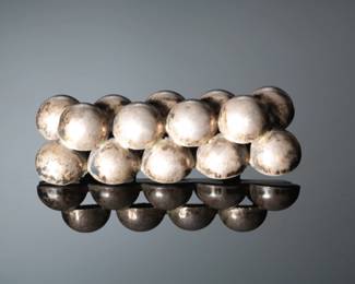 Vintage Mexican Silver Puffy Bubble Brooch Pin - Elegant Collectible