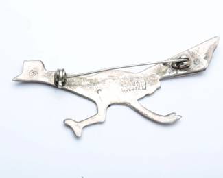 Vintage Mexican Sterling Silver Abalone Roadrunner Brooch Pin, Plata 925