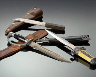 Vintage Mexican Bowie Knife, Fixed Blade, Fantasy Dagger Lot (3)