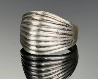 Vintage Mexican Sterling Silver Ribbed Band Ring 925 Size 6.5