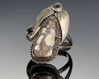 Vintage Native American & WHite Horse Turquoise RIng