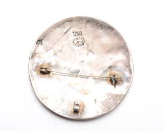 Vintage MEXICAN Alpaca Abalone Brooch Pendant - Dual Wear Design