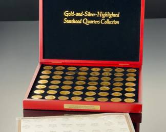 US Statehood Quarters Collection Set, Gold & Silver Highlighted Commemorative