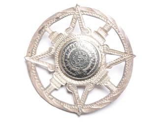 Vintage Taxco Sterling Silver Aztec Calendar Sun Brooch Pendant 13.9g