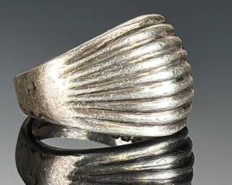 Vintage Mexican Sterling Silver Ribbed Band Ring 925 Size 6.5