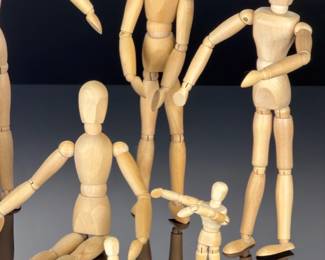 Artist Articulating Wooden Mannequins, Drawing Figures & Hand, Lot of 8