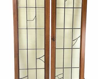Antique French Doors Leaded Wavy Cylinder Glass Panels Architectural Salvage