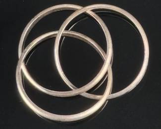 Vintage Sterling Silver Triple Band Interlocking Ring, Size 10, Marked 925