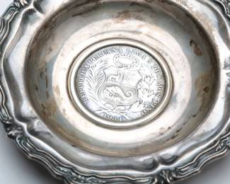 Vintage Peruvian 925 Sterling Silver Coin Dishes Lot of 3, 102.8g Total