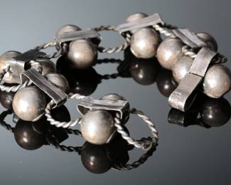 Vintage Mexican Silver Puffy Link Bracelet | Artisan Crafted | 27.8g