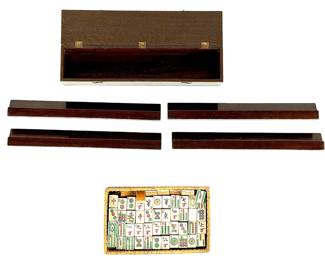 vintage Mahjong Set, Mix Match Bone & Bamboo Tiles, Wood Case