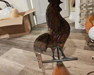 Copper Rooster weathervane lamp.