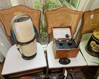 Heater, Potentiometer in org. case, Charles Chios tin, (items sold separately).