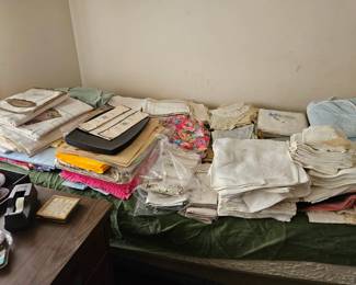 Vintage linens, (items sold separately).