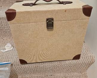 1960s vinyl album carrying case with leather trim.