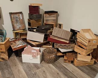 Assorted boxes and others for organization, items sold separately.