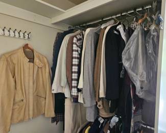 Dunhill beige leather men's coat and other designer branded coats, (items sold separately).