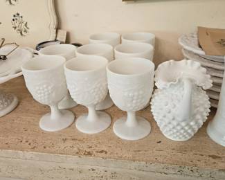 Milk glass, hobnail pattern.