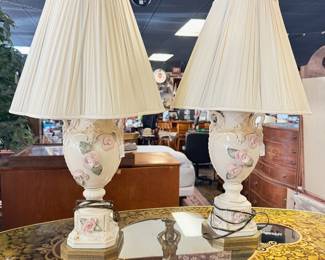 Pair of Vintage CORDEY Porcelain Lamps