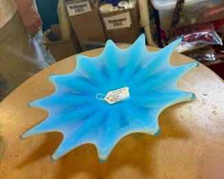 c.1960's FOSTORIA Heirloom Blue Opalescent Art Glass 