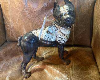 c.1910-1940 HUBLEY MFG CO, Cast Iron Boston Terrier Doorstop 