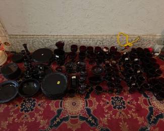  LARGE LOT OF AVON RUBY RED DISHES