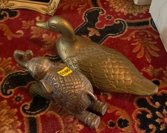 BRASS DUCK AND ELEPHANT