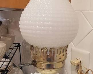  Vintage Fenton Hobnail Milk Glass Table Lamp