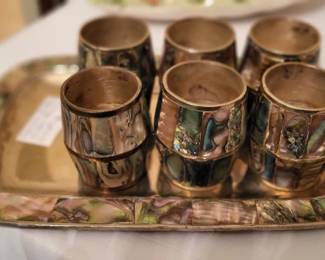 Abalone Shot Glass and Tray
