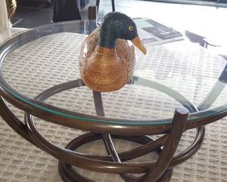 Rattan Glass Top Coffee Table