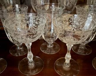 Fostoria Navarre  wine glasses, goblets, and champagne coupes 