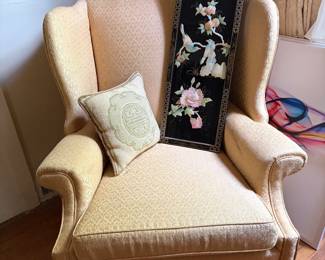 Classic wingback and some fun mid-century abalone shell art