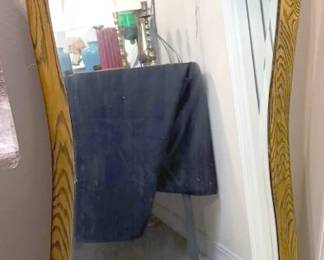 Antique wood framed wall mirror