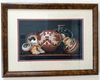Needlepoint of Native American pottery