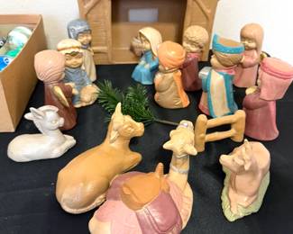 16 piece ceramic nativity set