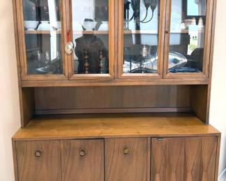 Mid-century Modern two piece china cabinet